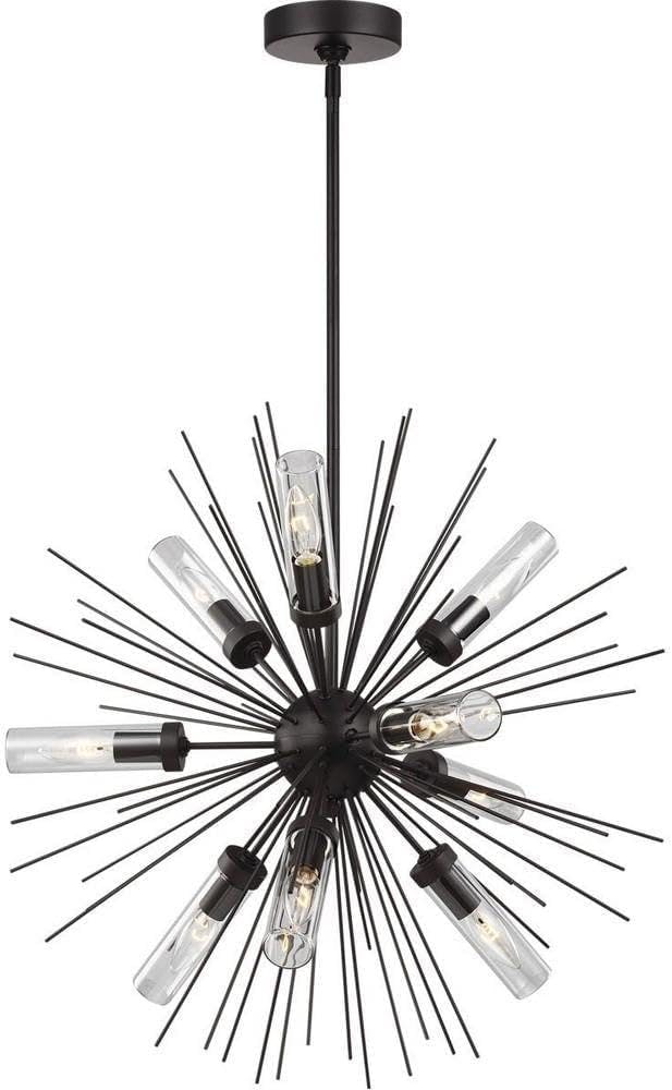 Oil Rubbed Bronze Sputnik Outdoor Chandelier with Clear Glass Shades