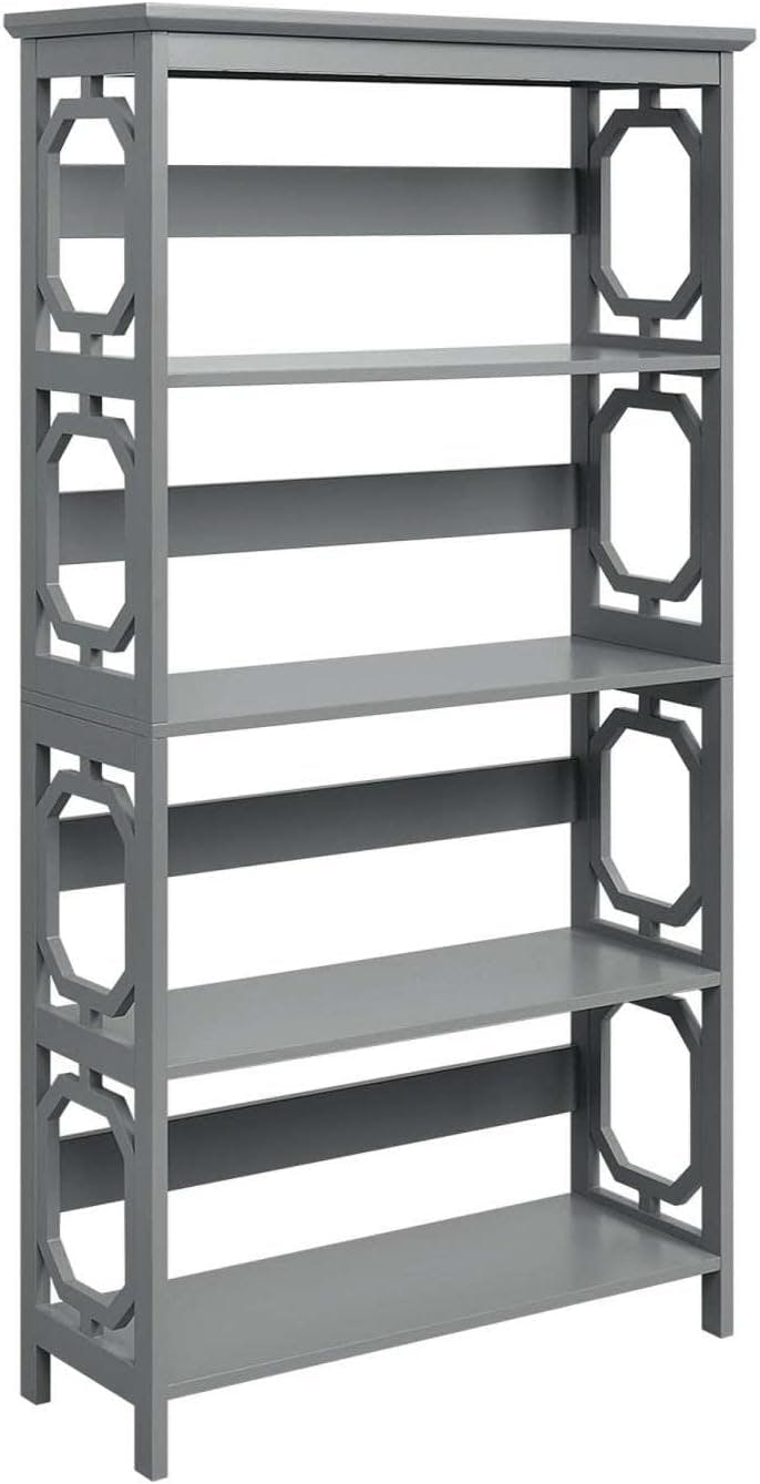 Omega Collection 5-Tier Gray MDF Contemporary Bookcase