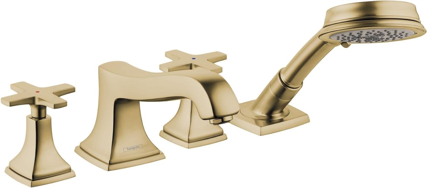Elegant Brushed Bronze Deck Mounted 4-Hole Widespread Faucet with Dual Handles
