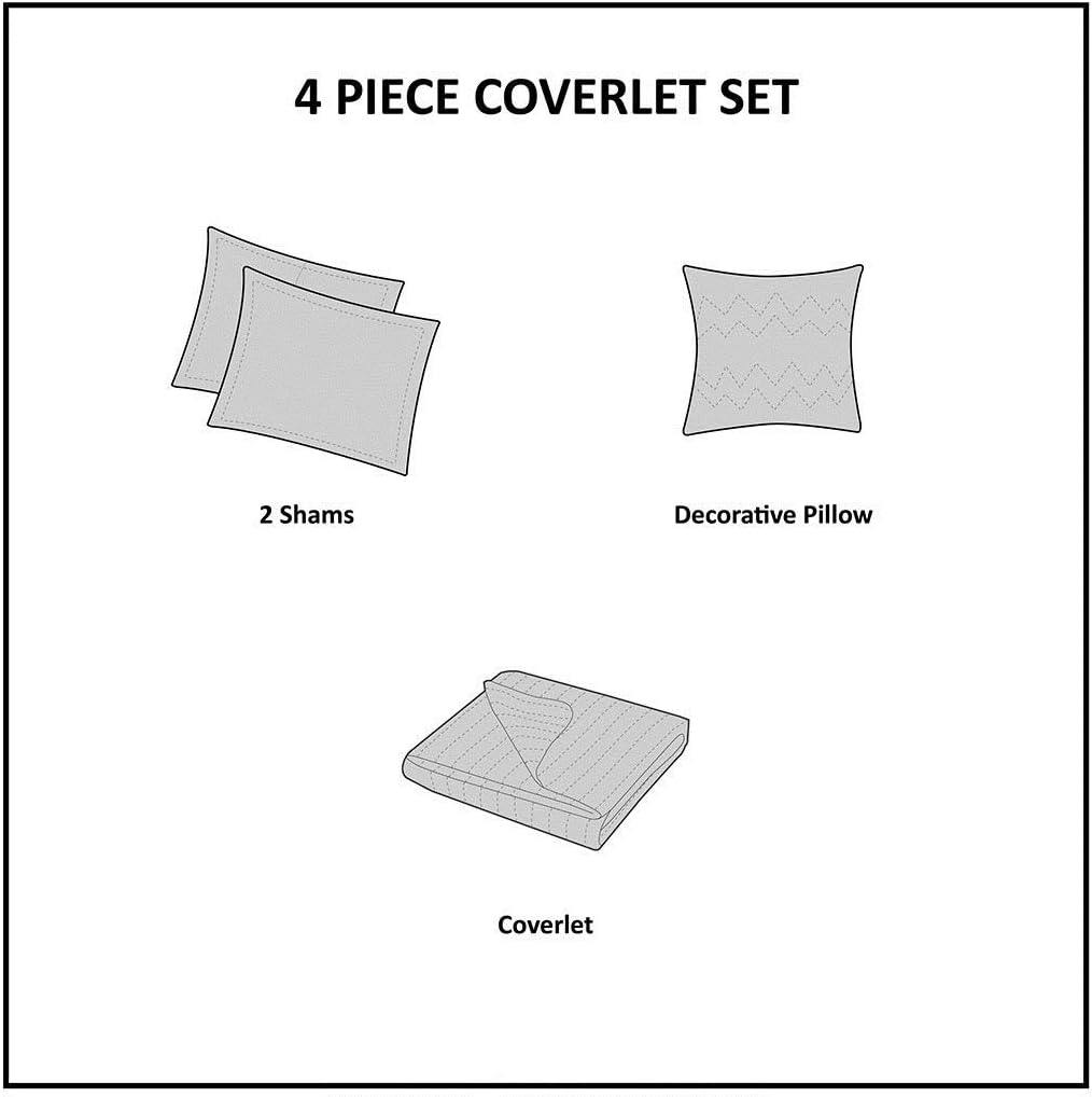 Elegant Full/Queen White Microfiber Quilt Set with Reversible Ruffle Design