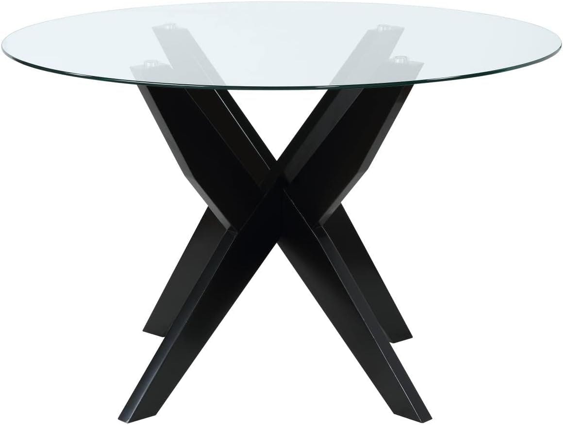 Amalie 48" Black and Clear Glass Round Dining Table