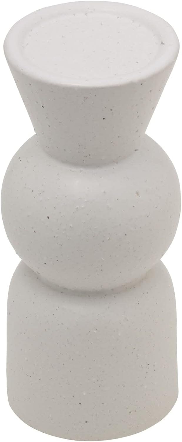 Elegant White Ceramic Sphere Candlestick, 9 Inch