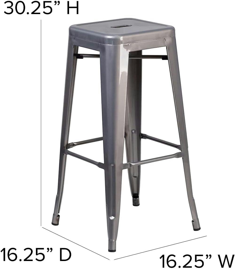 Lincoln 30'' Clear Coated Metal Stackable Barstool - Set of 4