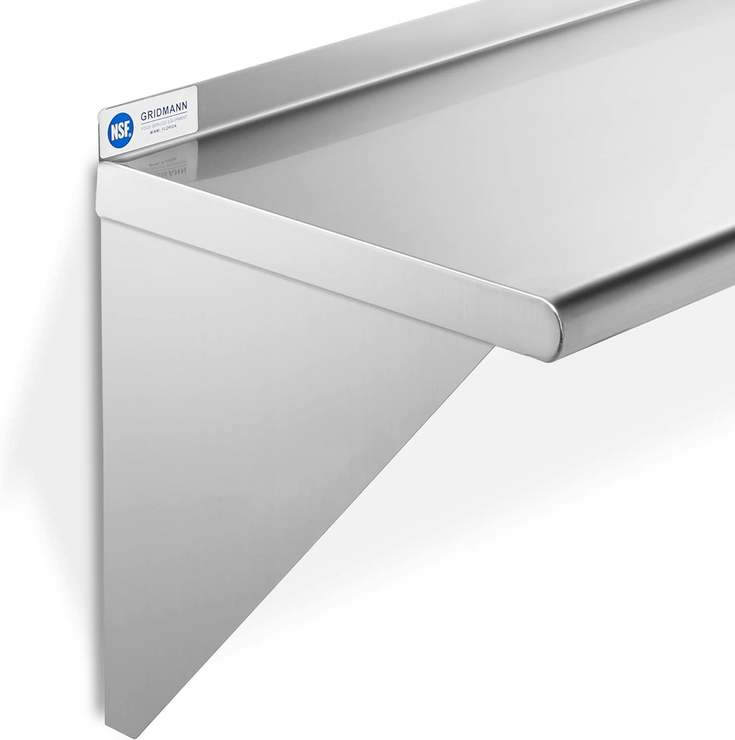 MaxiSpace 48" Silver Stainless Steel Commercial Kitchen Wall Shelf