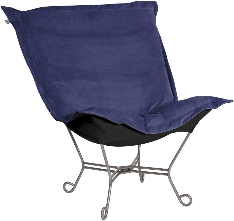 Bella Royal Black Titanium Finish Luxurious Metal Puff Chair