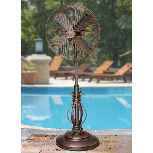 Prestigious Brown 18" Oscillating Outdoor Floor Fan with Adjustable Height
