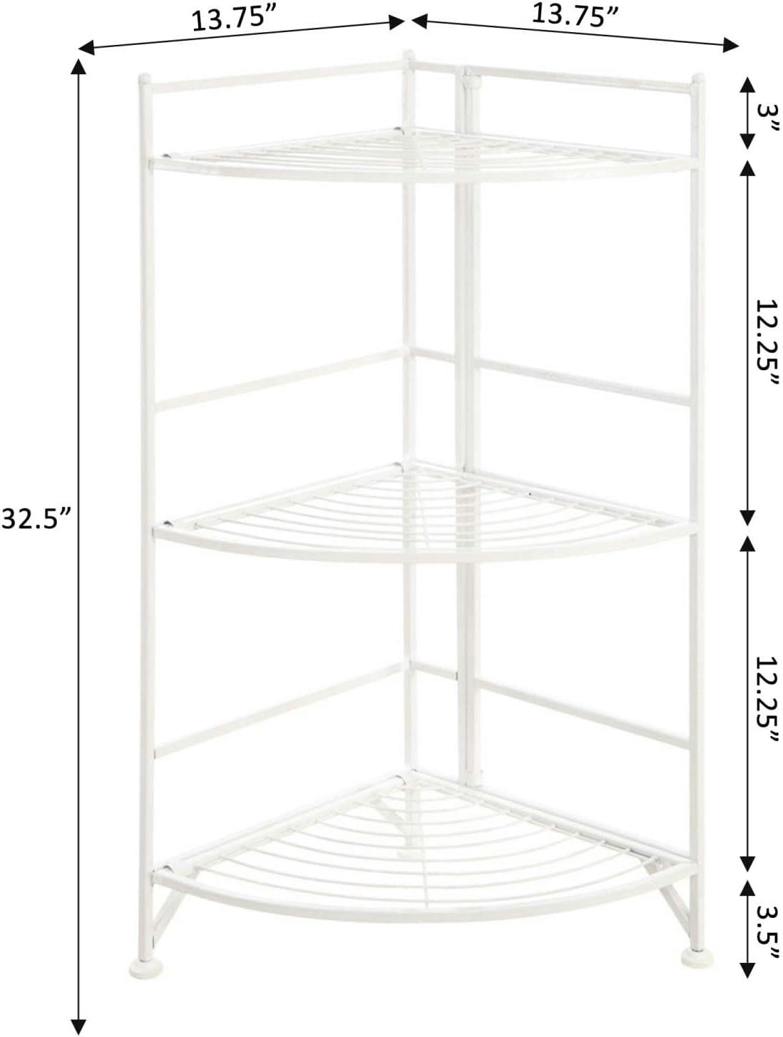 Sleek White Adjustable 3-Tier Wire Corner Storage Shelf