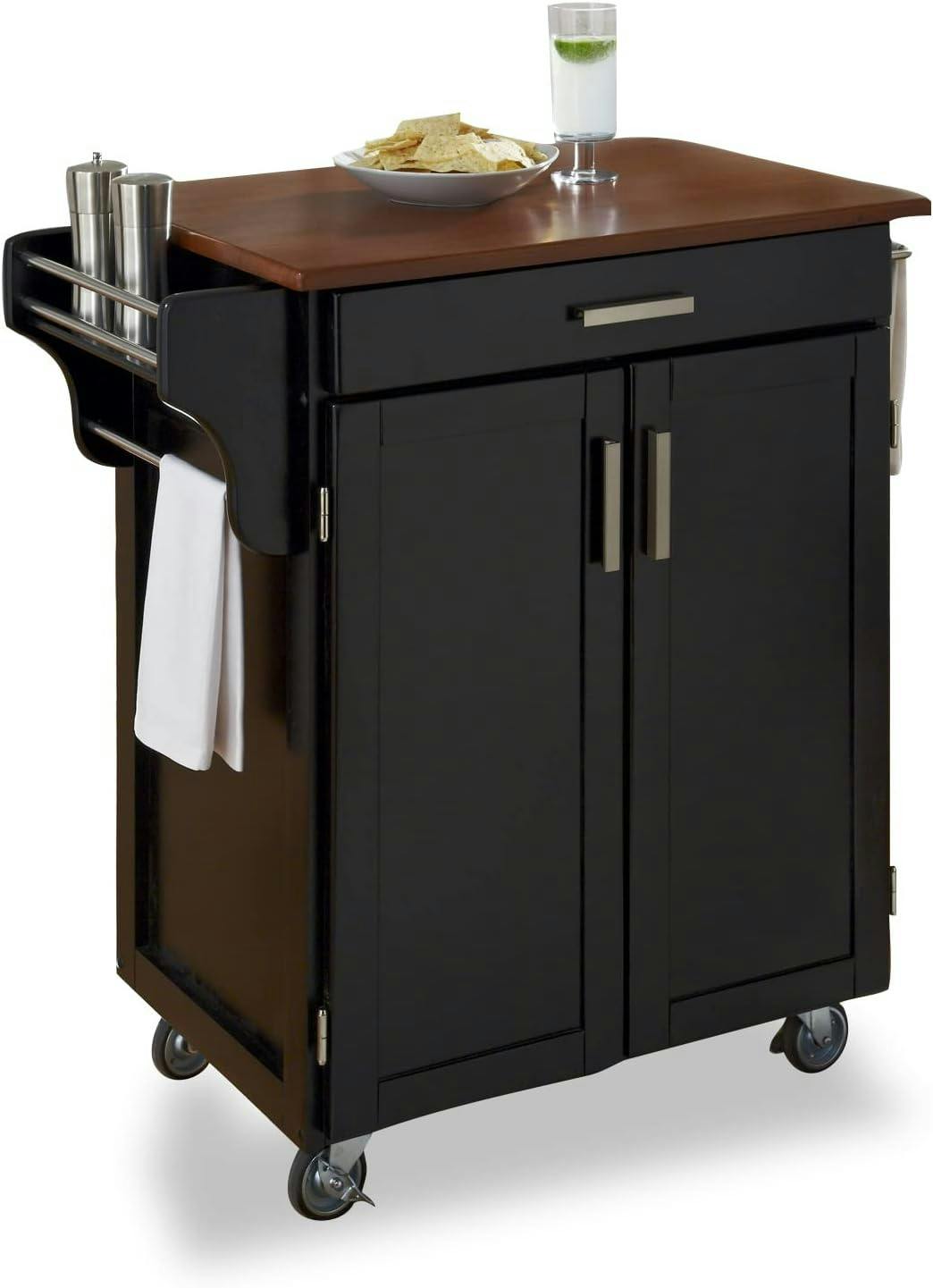 Granite Top Multi-Utility Kitchen Cart with Spice Rack and Storage