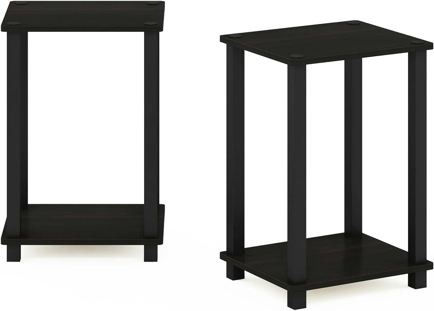 Espresso & Black Simplistic Wooden End Table Set of 2