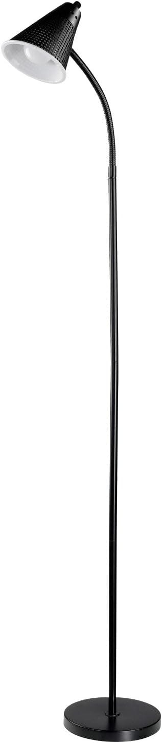 Sleek Arc 59" Matte Black LED Floor Lamp with Adjustable Gooseneck