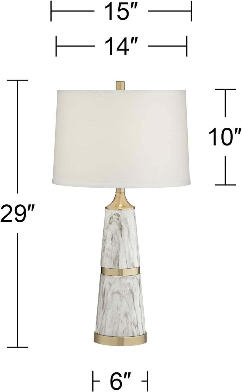 Irina White Faux Marble 29" Table Lamp with Gold Finish Accents
