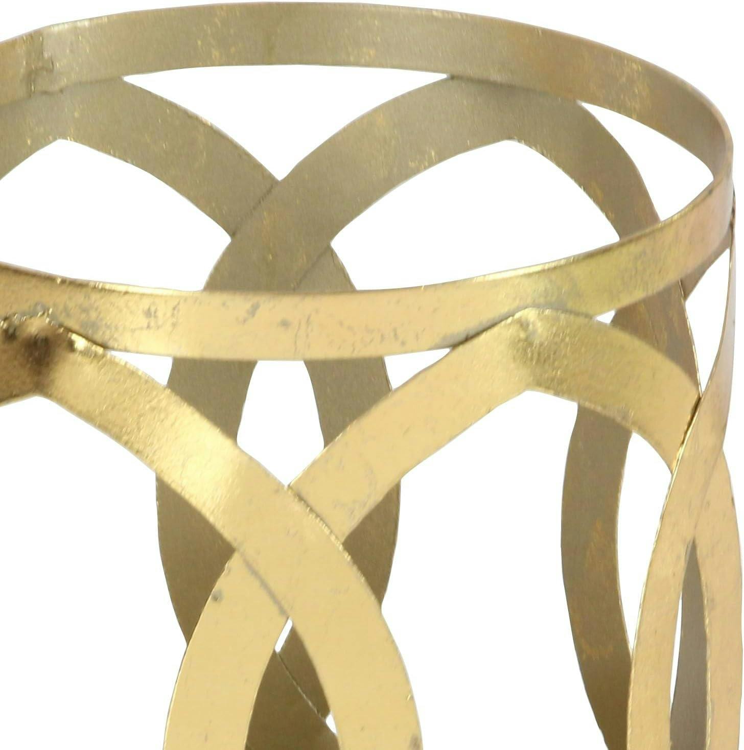 Elegant Gold Metal & Glass 8" Hurricane Hanging Lantern