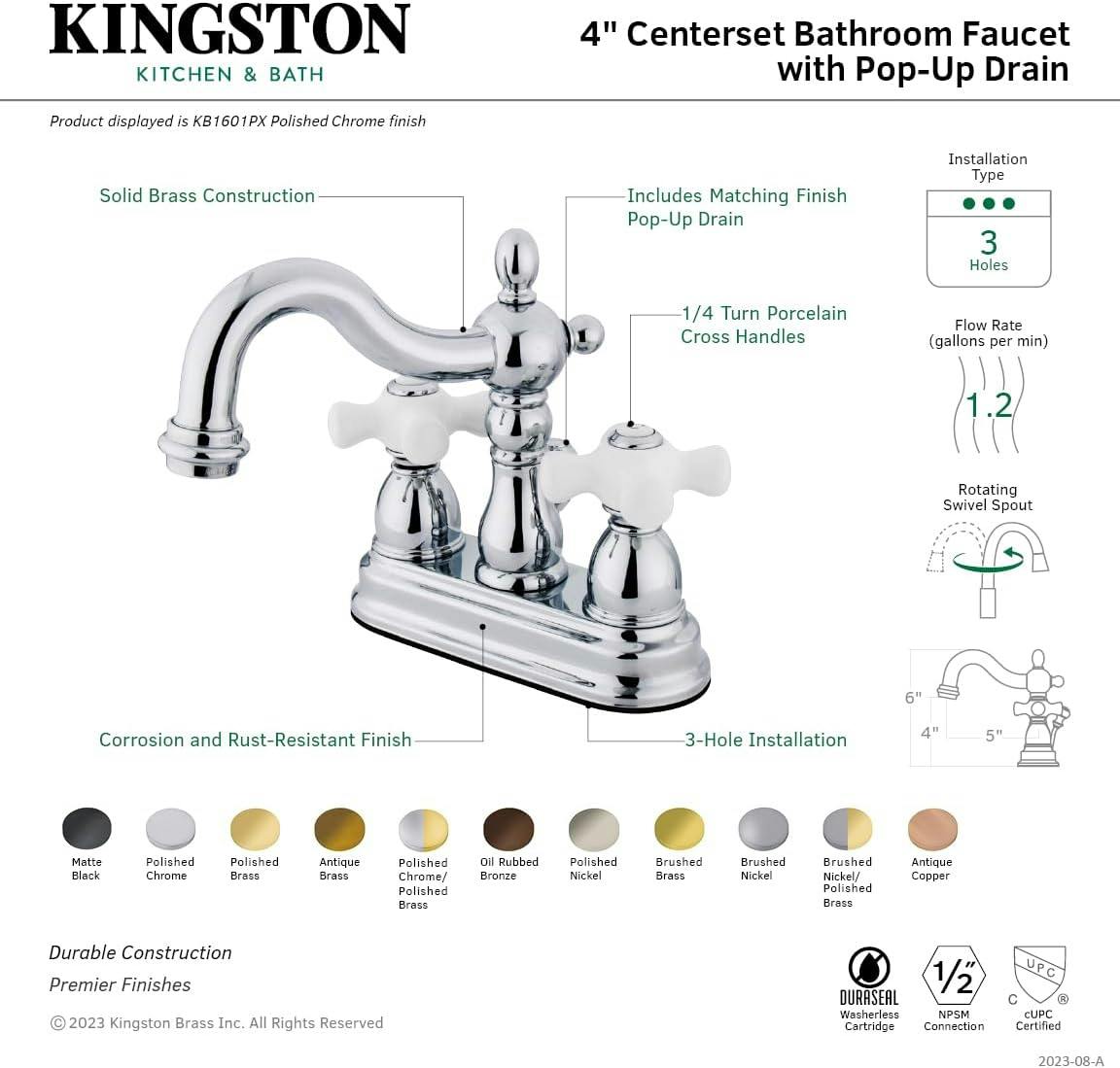 Heritage Victorian Elegance 4" Centerset Satin Nickel Bathroom Faucet