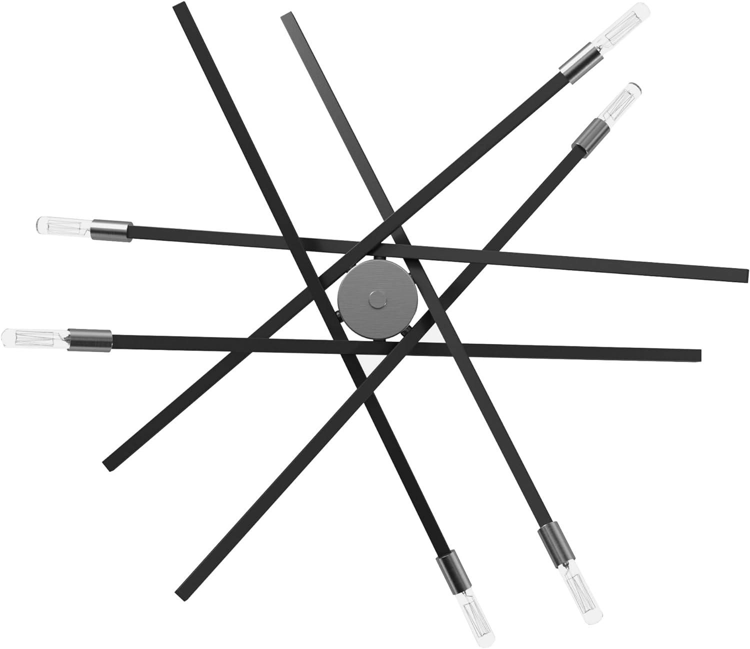 Mini Sputnik 6-Light Chandelier in Satin Black with Articulating Arms