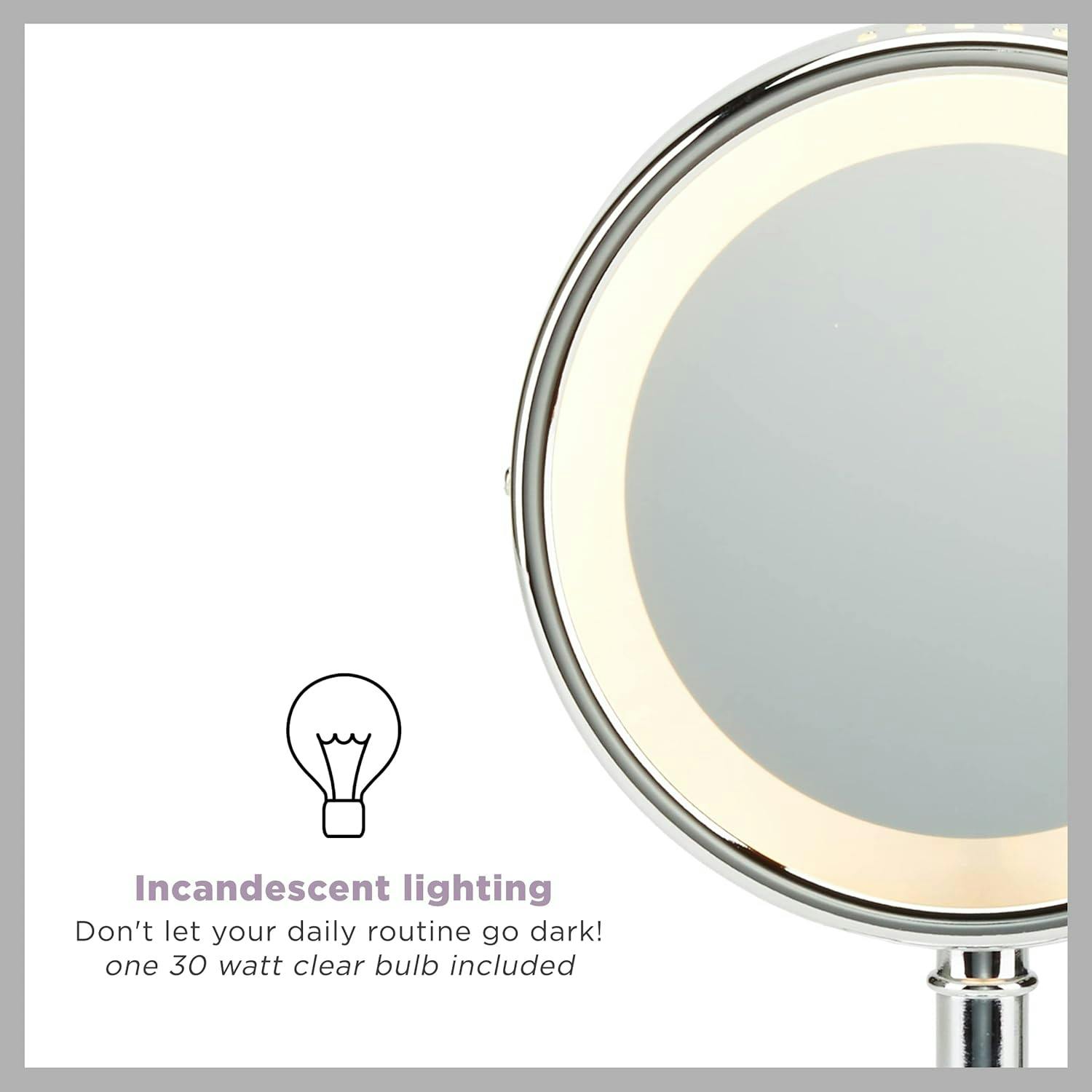 Elegant Chrome 7.75" Round Countertop Magnifying Mirror