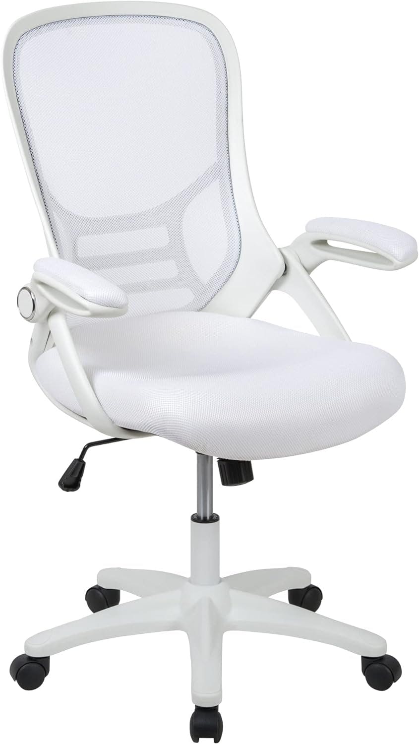 White High-Back Ergonomic Mesh Swivel Office Chair with Adjustable Arms