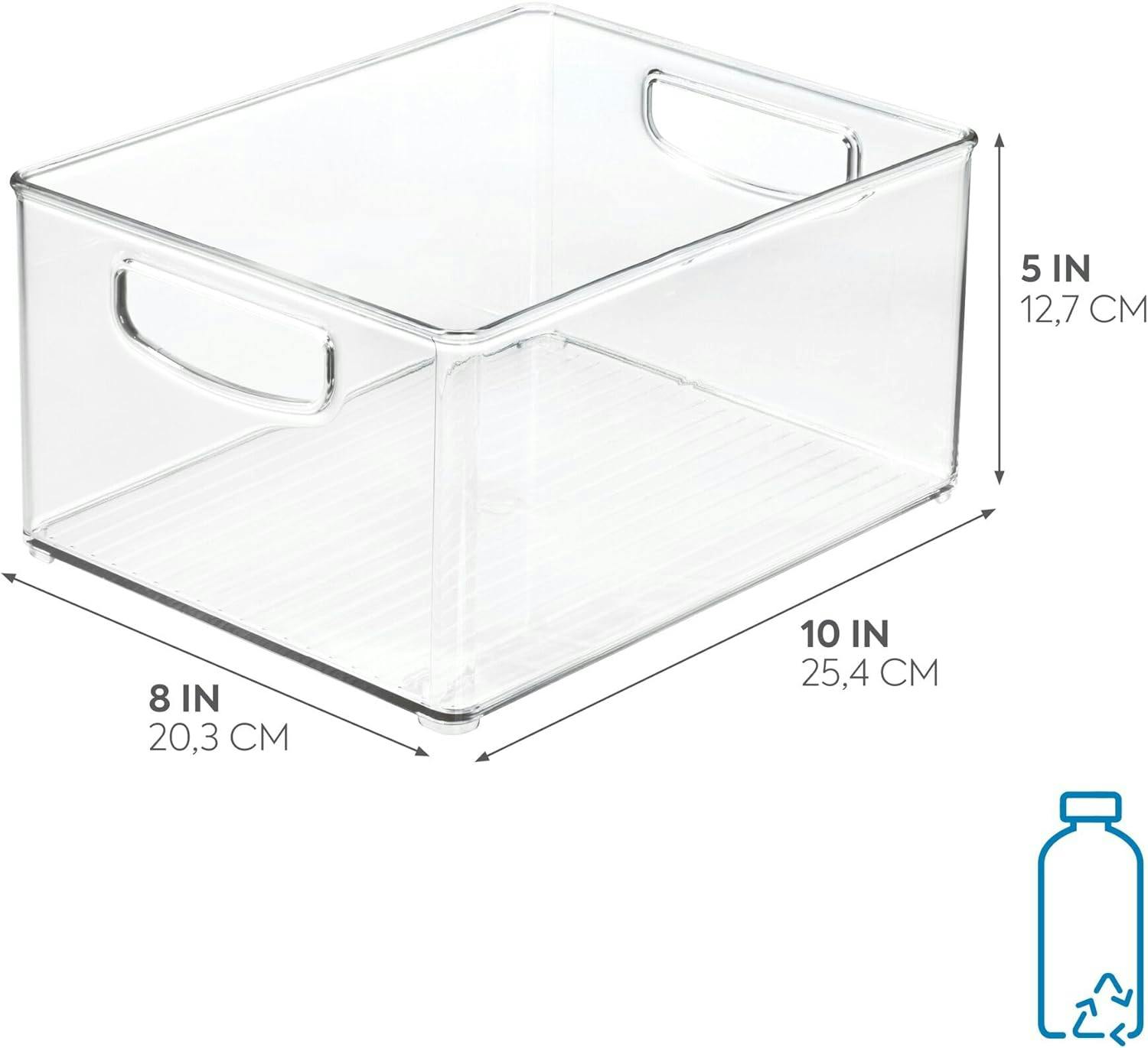 Extra-Large Clear Recycled Plastic Organizer Bin with Integrated Handles