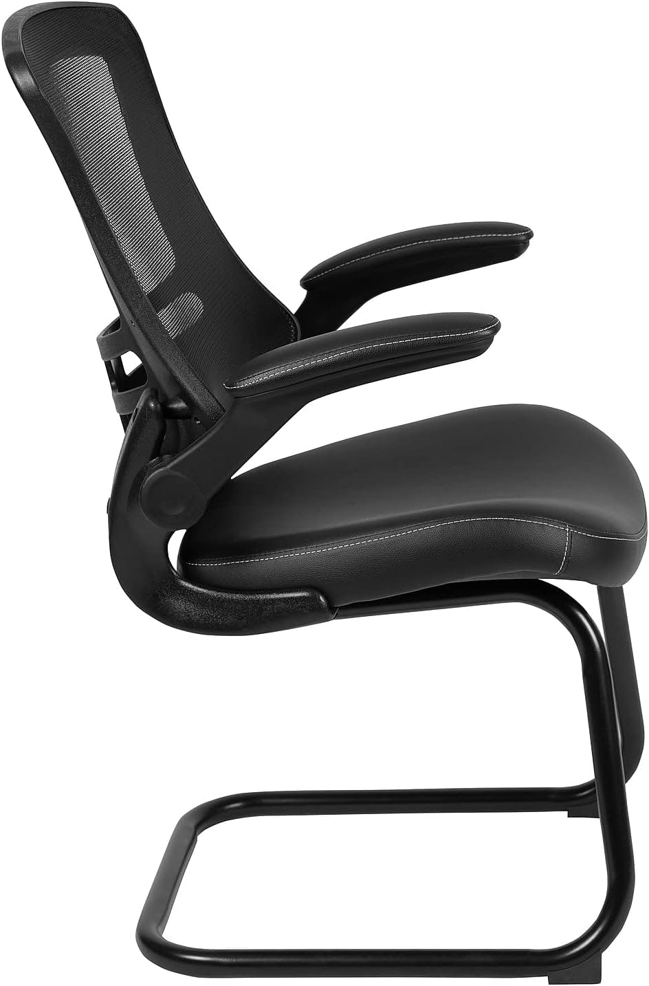 Kelista High-Back Black LeatherSoft Mesh Office Guest Chair