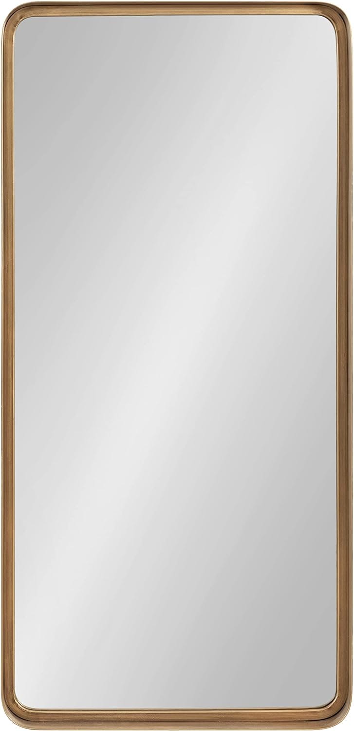 Armenta Antique Gold Soft Rectangle Metal Framed Wall Mirror, 20x42