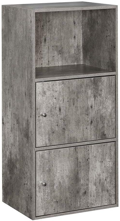 Freestanding Faux Birch Office Storage Cabinet with Chrome Knobs
