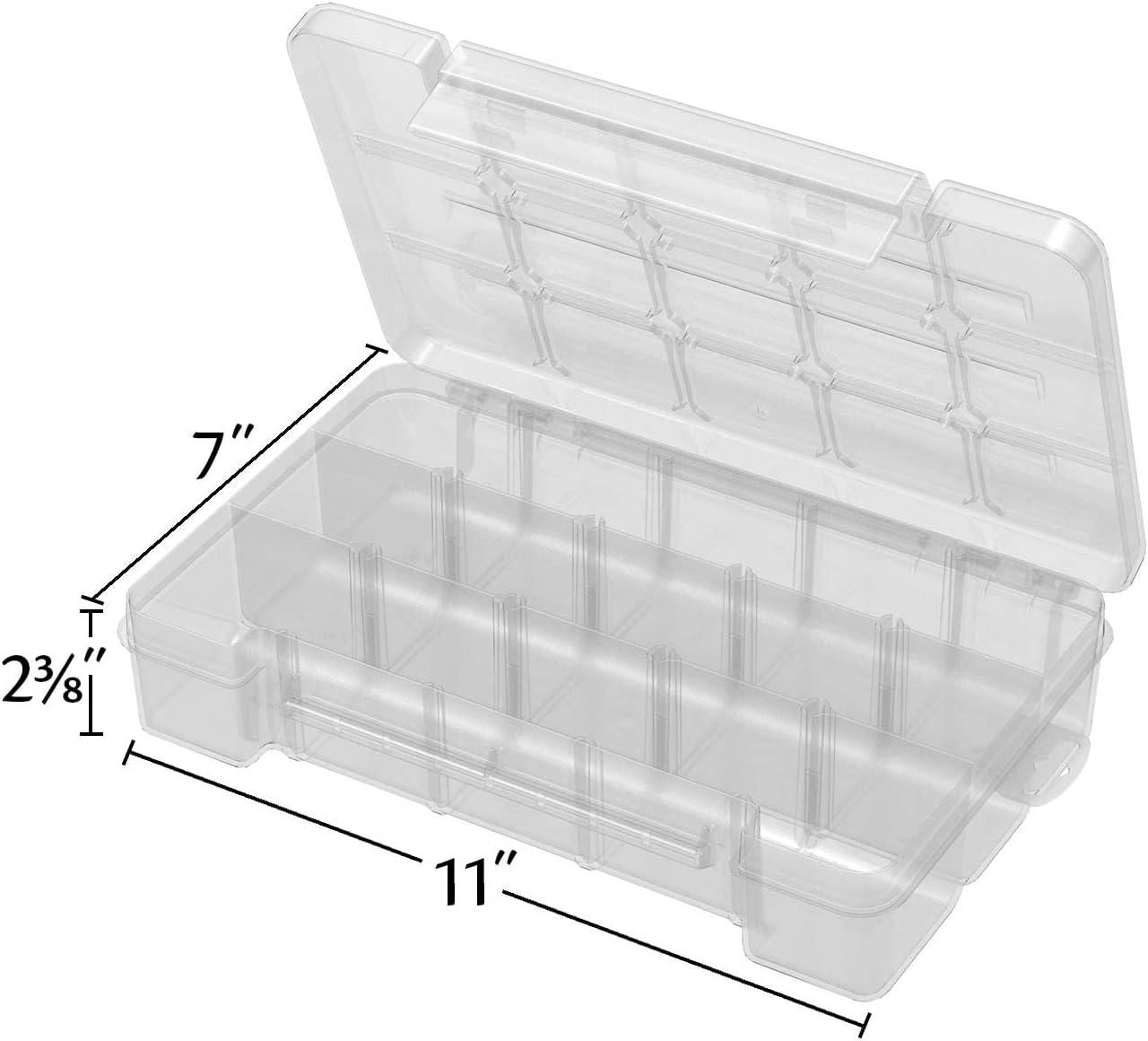 Clear Plastic 15-Compartment Lidded Organizer Box, 11" x 7"