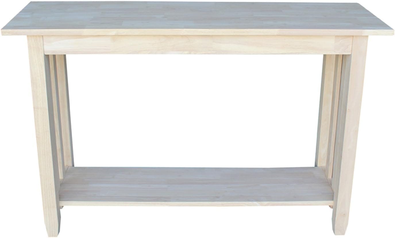 Mission Unfinished Wood Rectangular Console Table with Storage