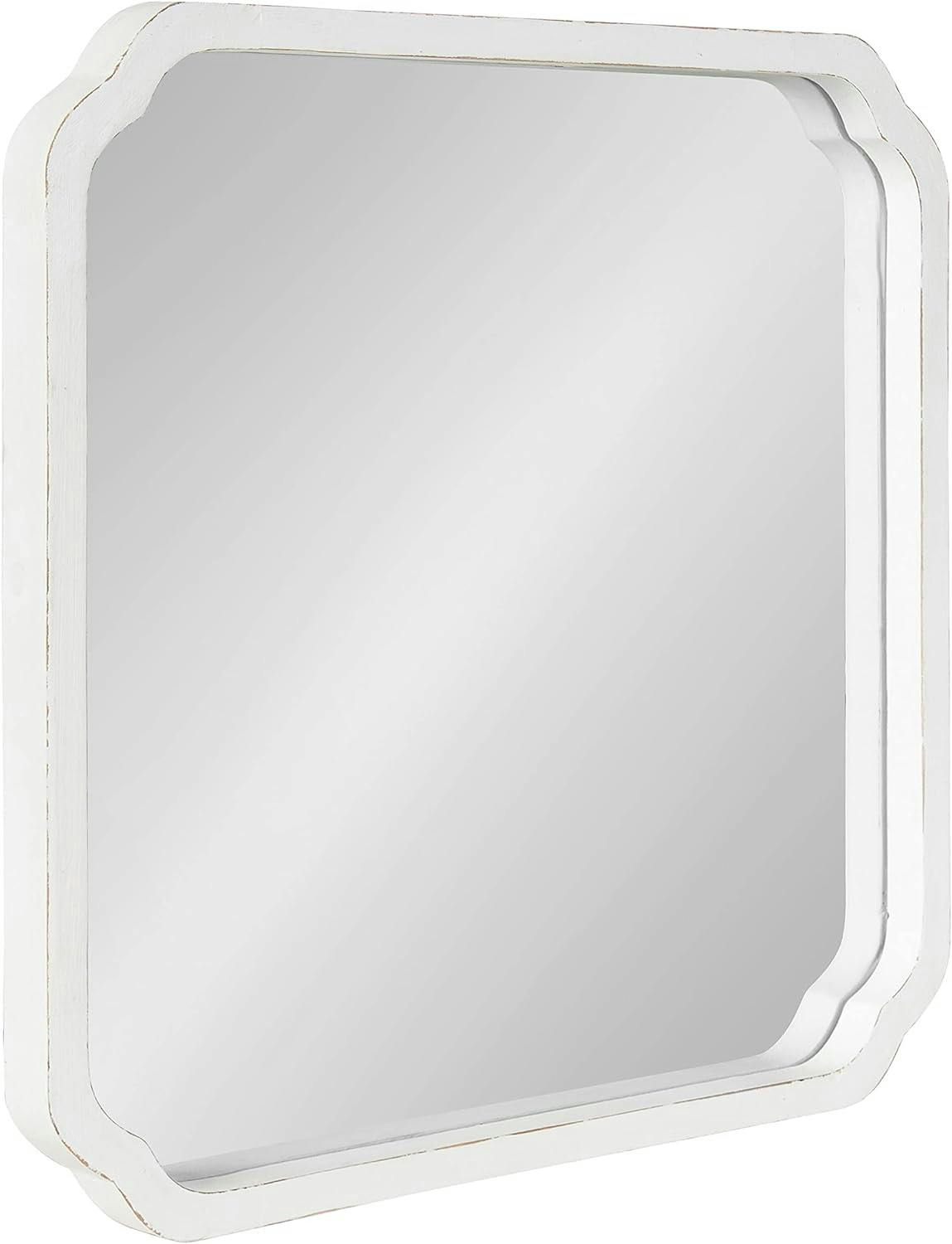 Marston Square White Wood Bathroom Vanity Mirror 24x24