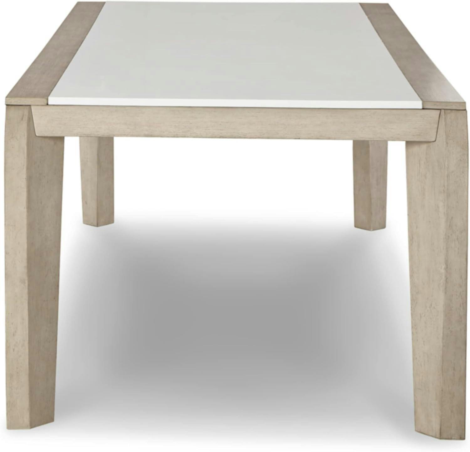 Contemporary Beige & White Wood Dining Table with Acrylic Insert