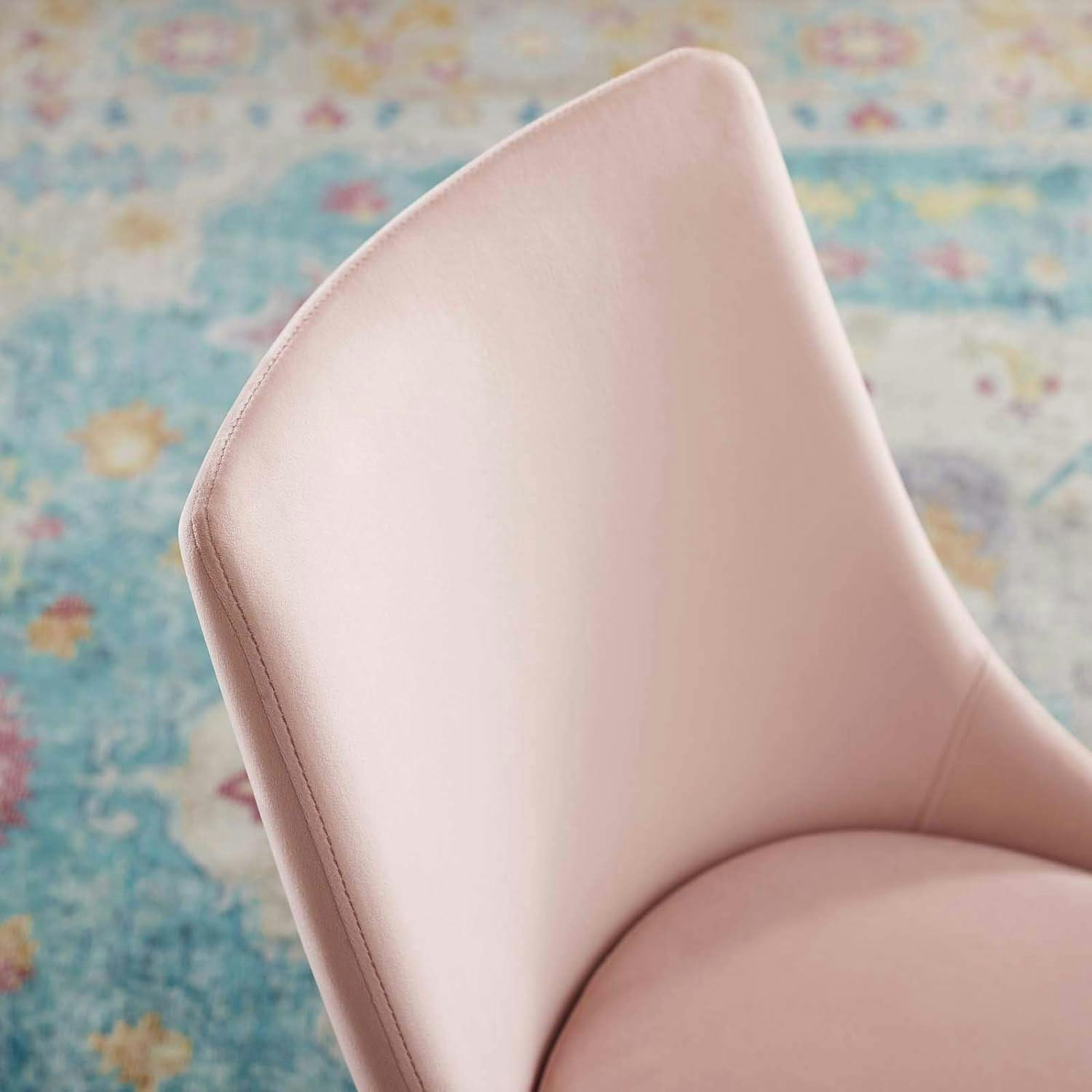 Isle Pink Velvet Upholstered Swivel Side Chair with Gold Metal Legs