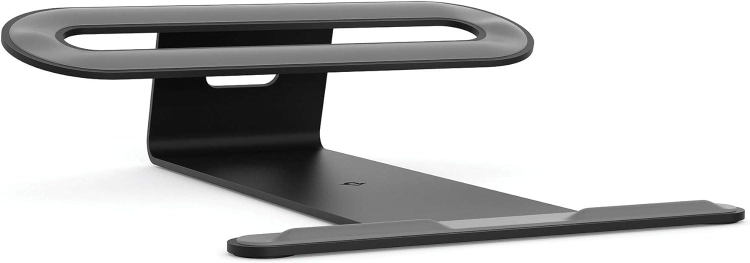 ErgoEnhance Matte Black Metal Notebook Stand with Cable Management