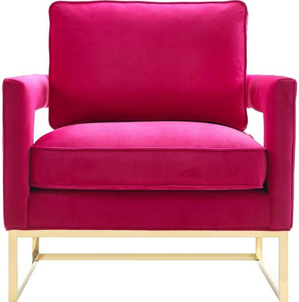Avery Pink Velvet Accent Chair with Polished Gold Base