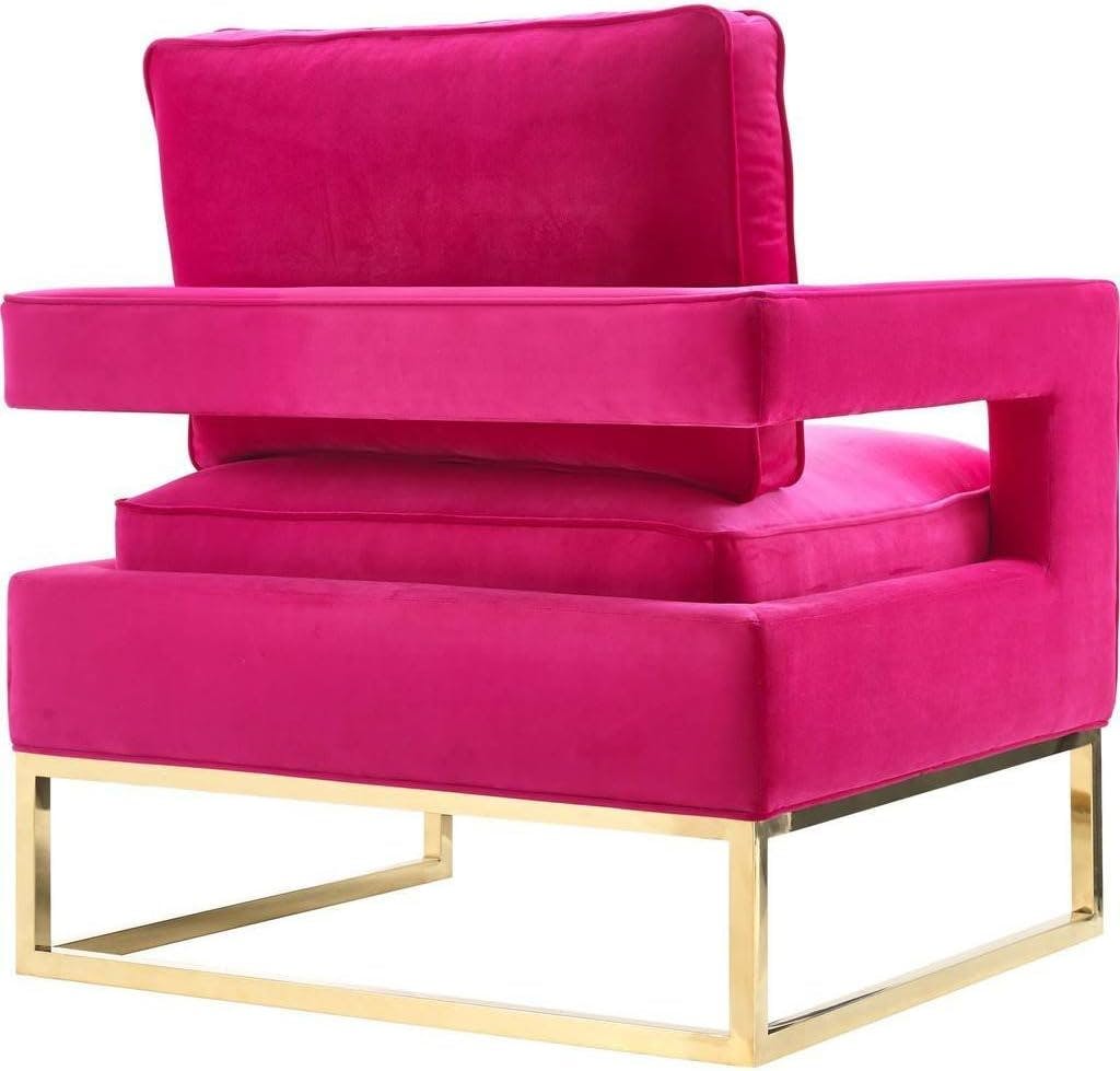 Avery Pink Velvet Accent Chair with Polished Gold Base