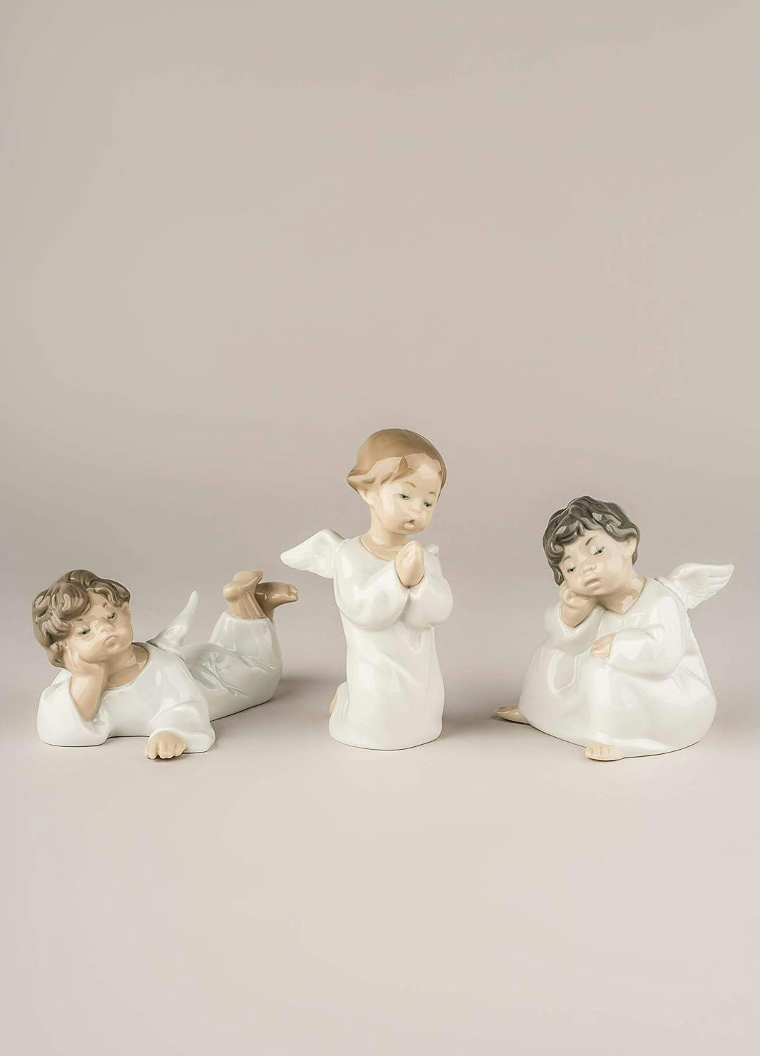 Serene Porcelain Angel Figurine, Handmade in Spain, 5.5"