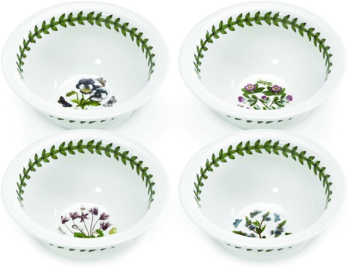 Botanic Garden Floral Motif Ceramic Mini Bowls, Set of 4