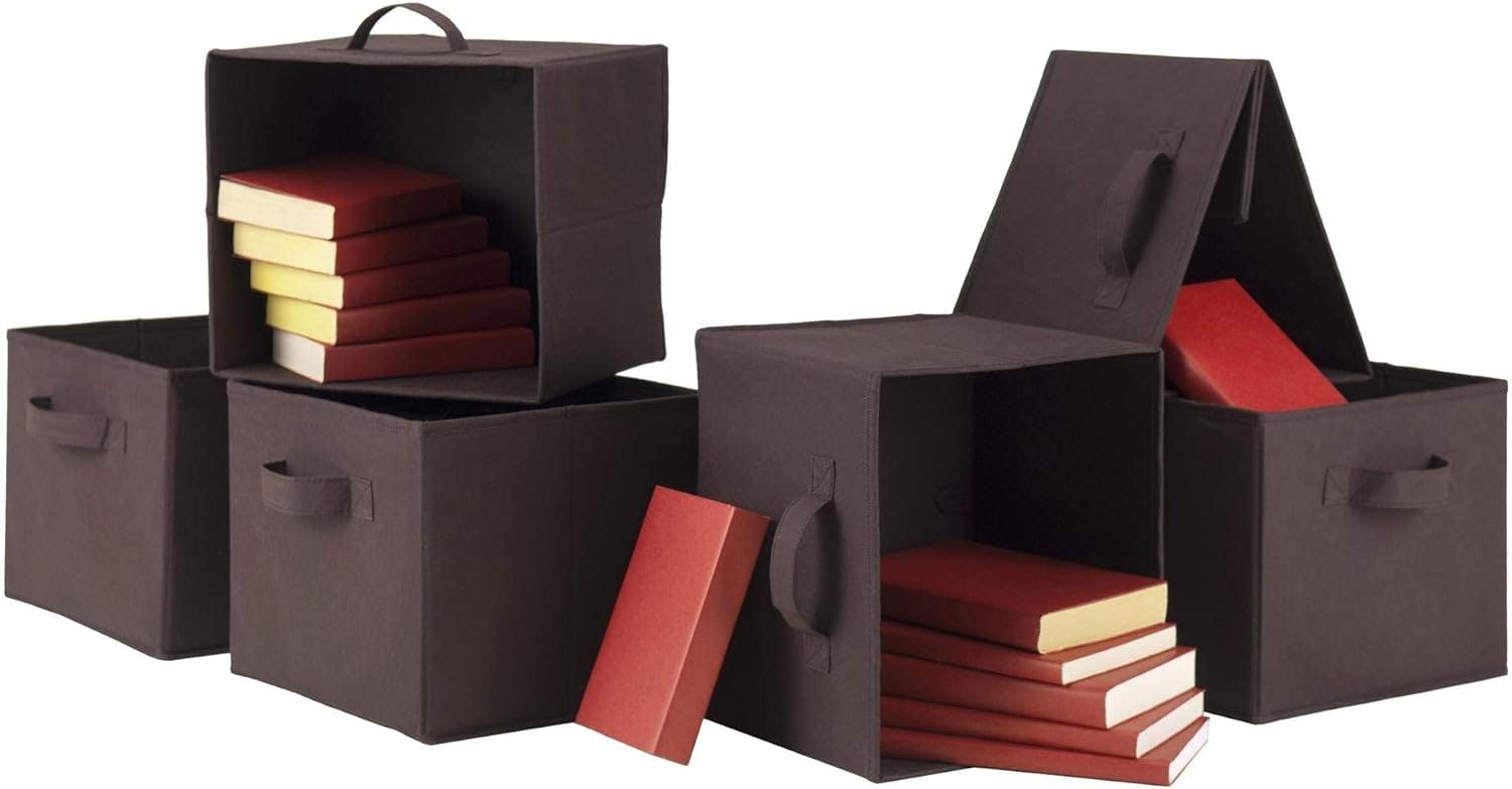 Capri Coastal Foldable Fabric Baskets in Chocolate Brown - Set of 4