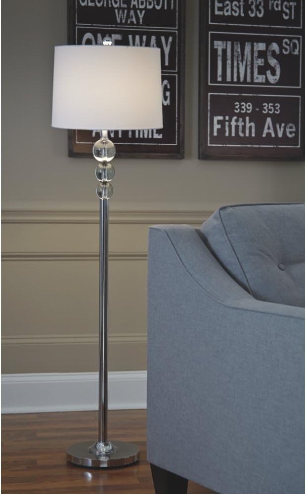 Joaquin 56.25" Chrome and Crystal Contemporary Floor Lamp