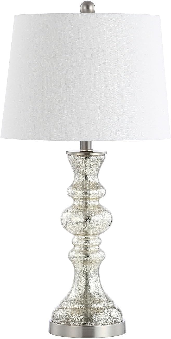 Elegant Silver Mercury Glass 27" Table Lamp with Ivory Cotton Shade