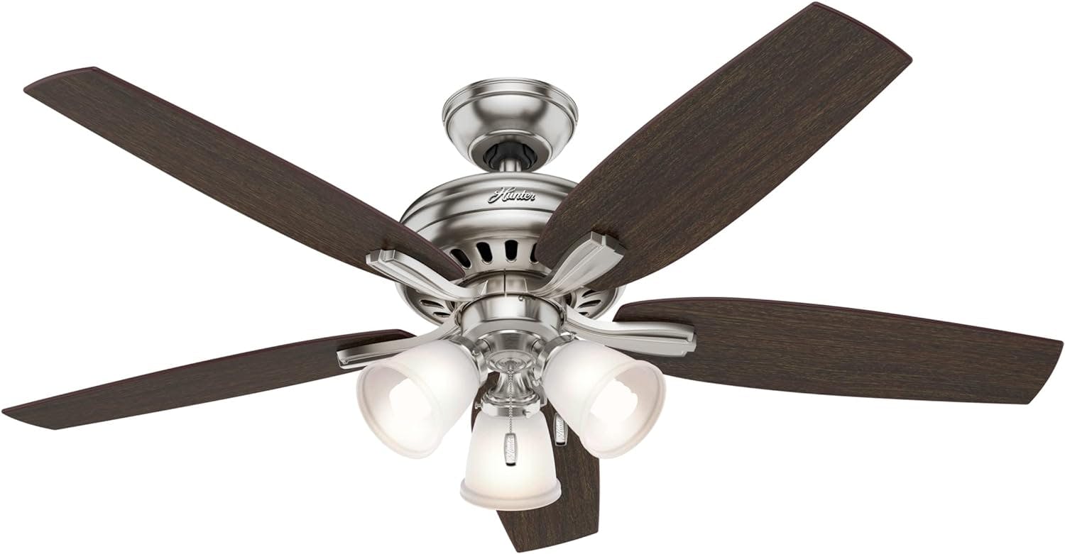 Newsome 52" Brushed Nickel Ceiling Fan with LED Light and WhisperWind Motor