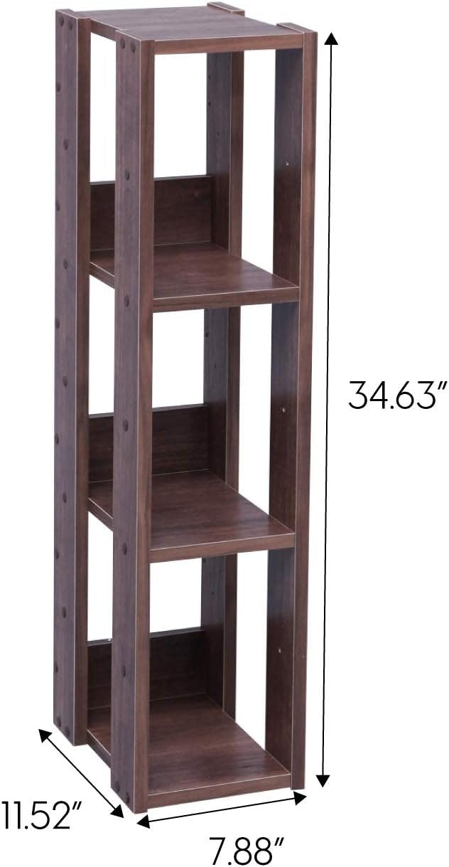 Compact Adjustable 3-Tier Brown Wood Storage Shelf for Small Spaces