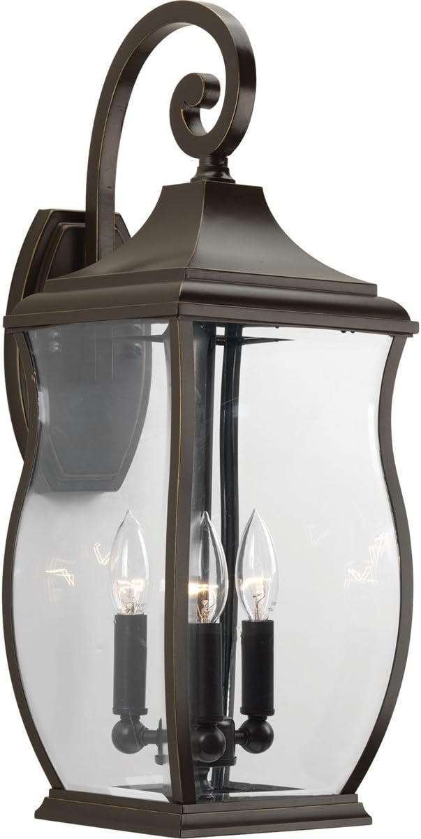 Elegant Township 3-Light Cylinder Outdoor Wall Lantern in Oil Rubbed Bronze