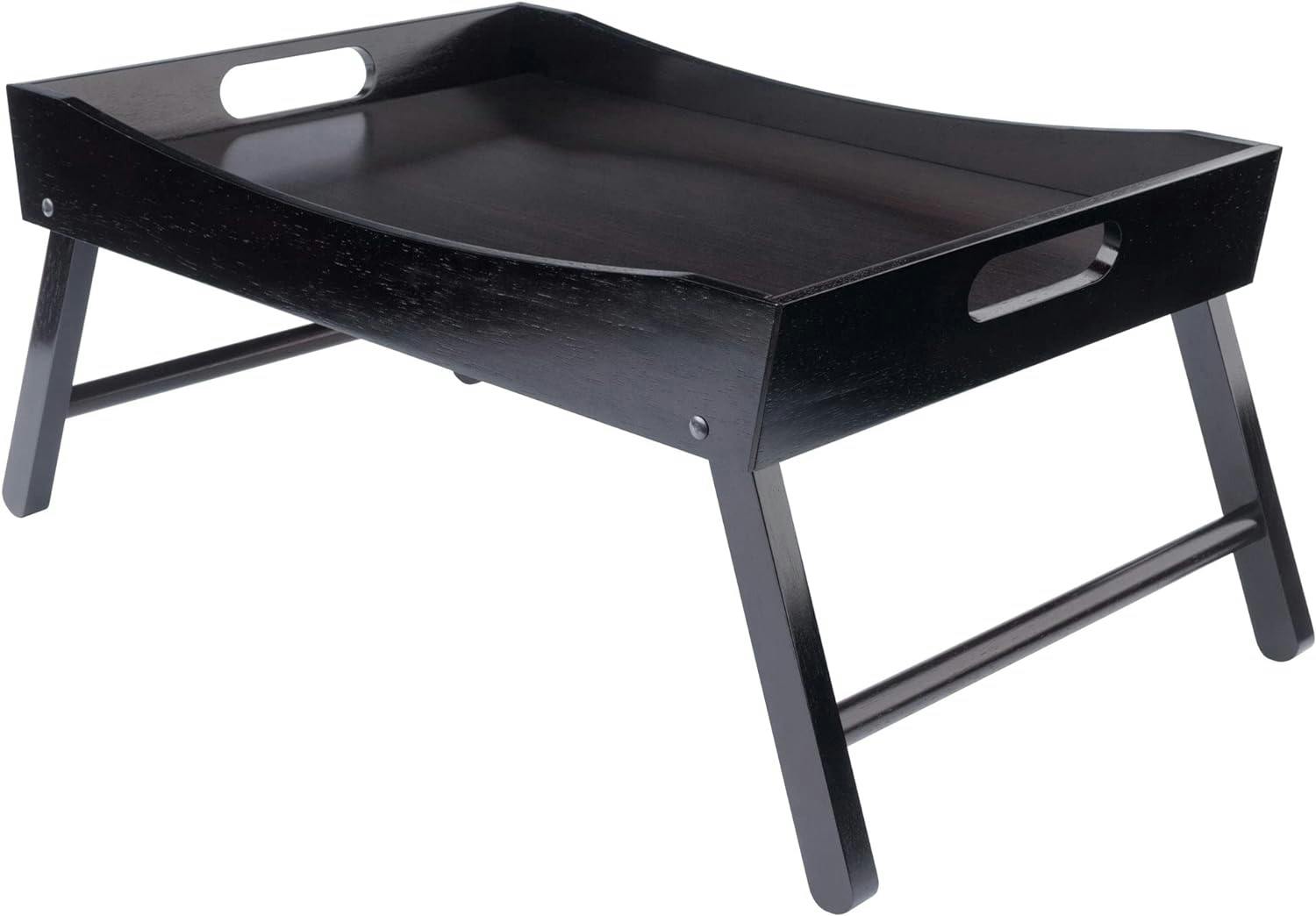 Espresso Finish Folding Bed Tray with Curved Top