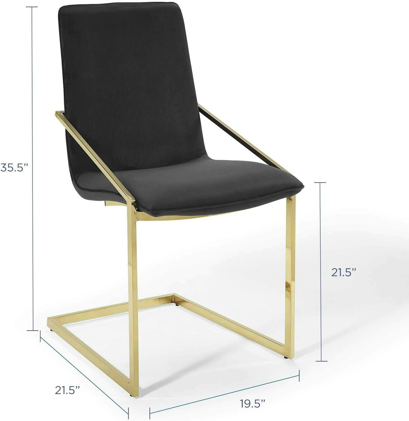 Elegant Gold Black Velvet Upholstered Armchair with Geometric Metal Frame