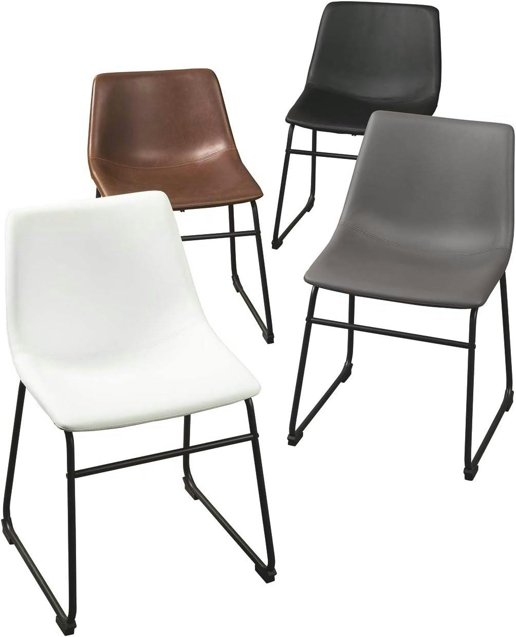 Low Urban Industrial White Faux Leather Side Chair