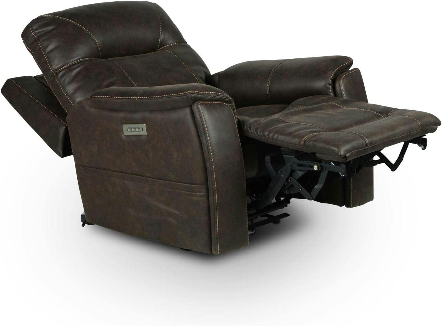 Transitional Saddle Brown Faux Leather Triple-Power Recliner