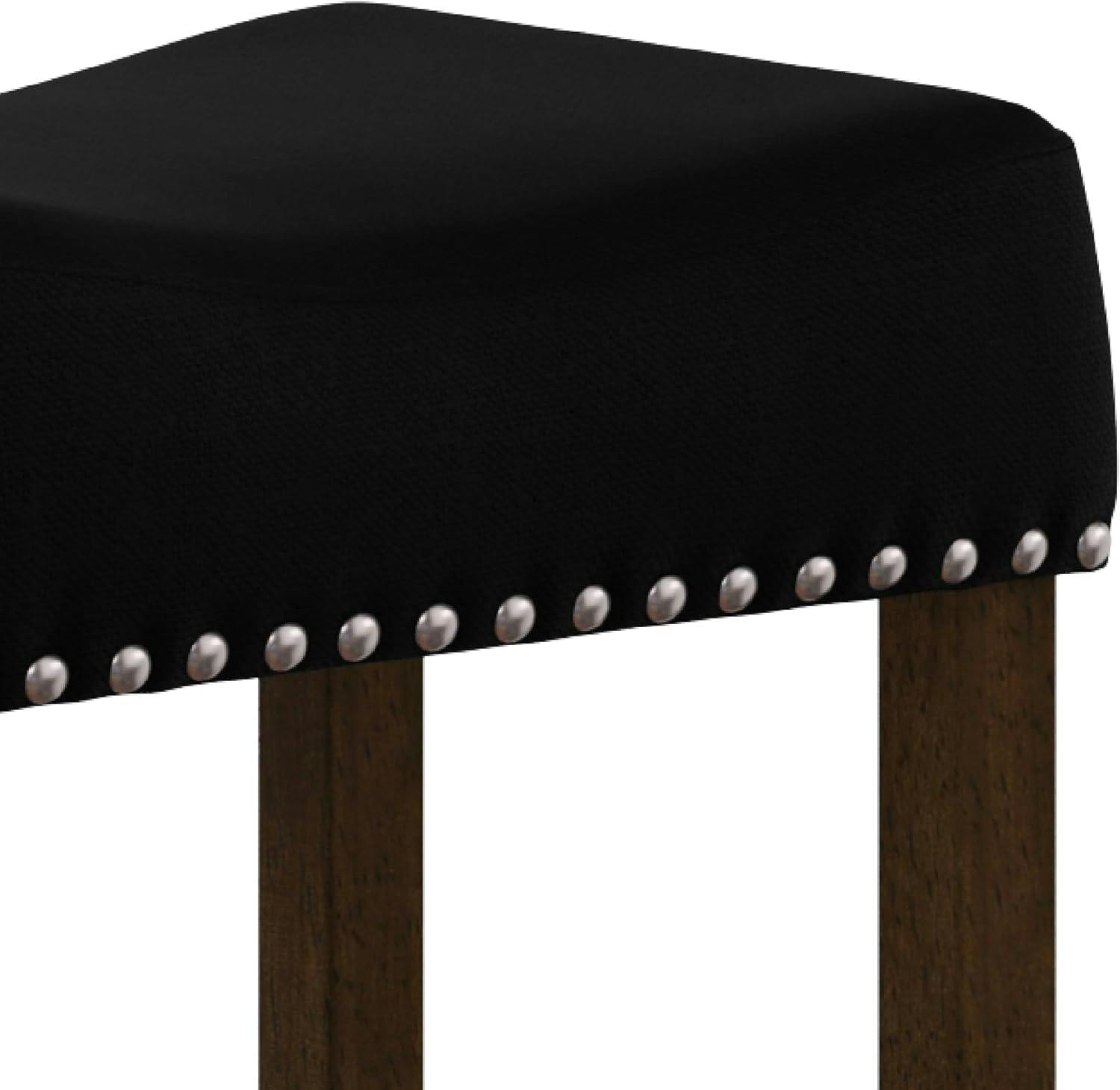 23" Saddle Style Backless Counter Stool with Black Fabric and Dark Brown Wood