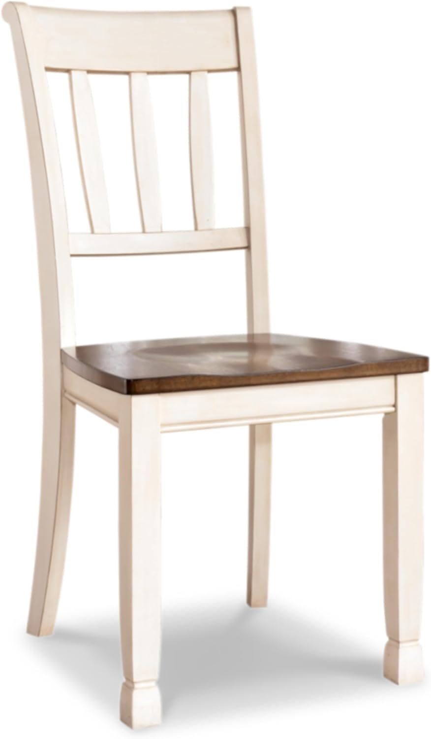 Cottage Charm Two-Tone Wooden Side Chair with Slat Back Design