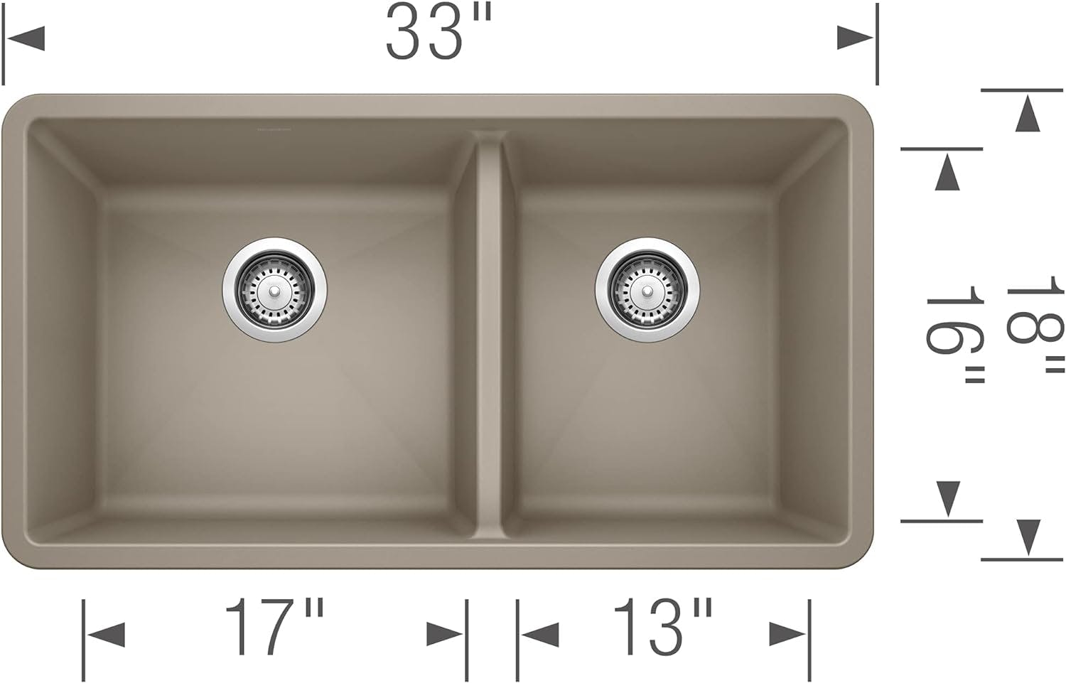 Truffle Stone Double Bowl 33" Undermount Kitchen Sink