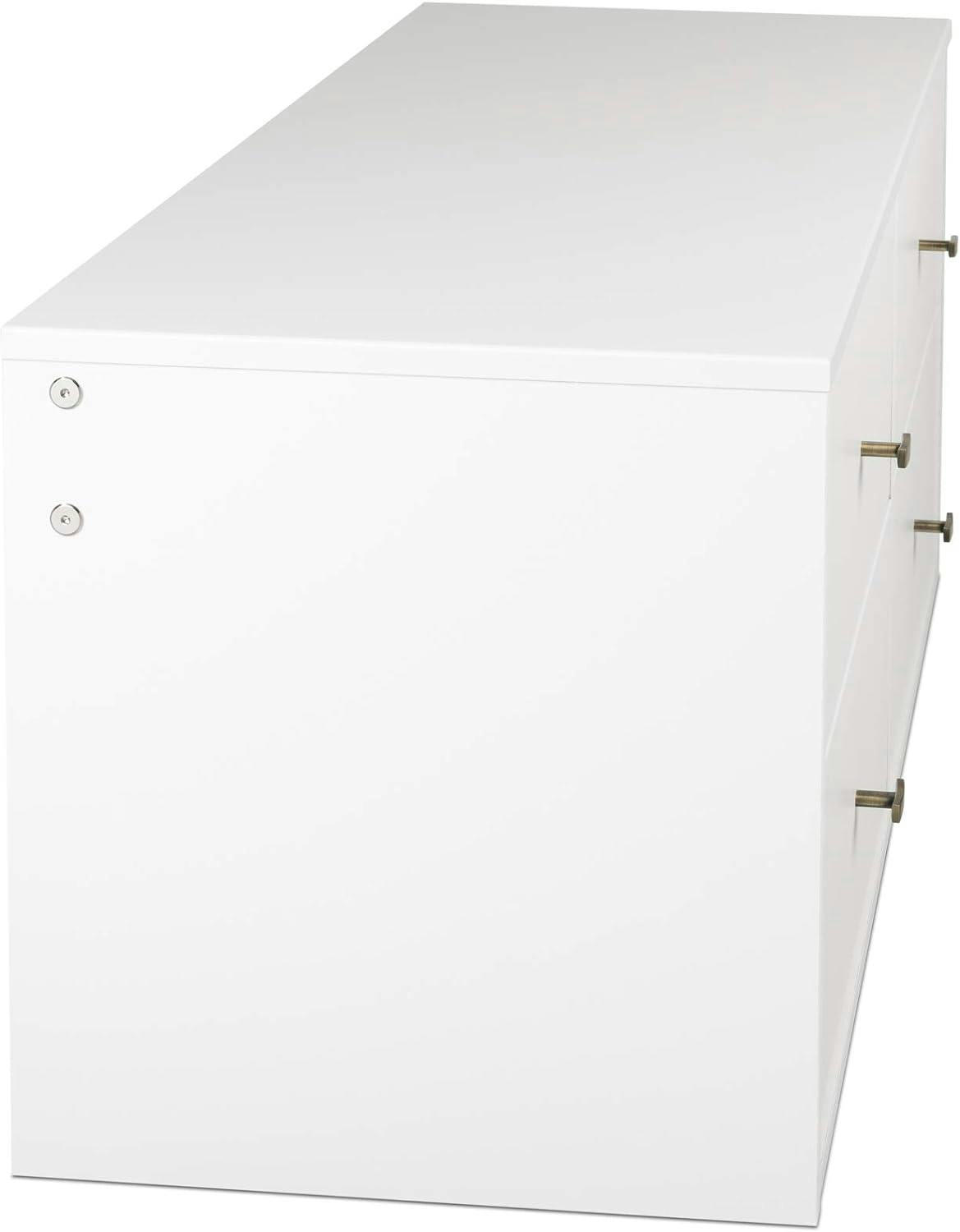 Serenity White Floating Dresser with Brushed Brass Knobs