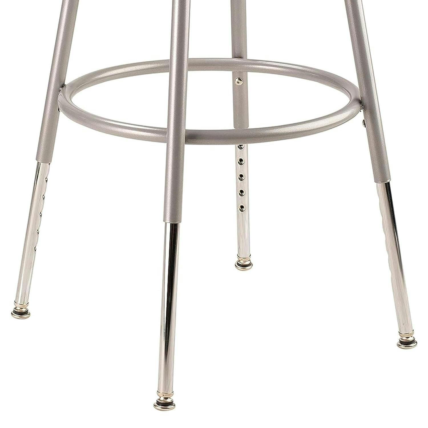 Adjustable Metallic Grey Steel Stool with Vinyl Padded Seat