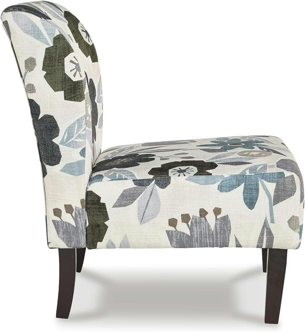 Triptis Floral Armless Accent Chair in Blue, Gray, and Beige